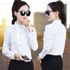 Blusa Donna Con Collo Alto E Rouches Maniche Lunghe Tops Ufficio
