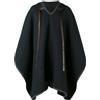 Cappa Poncho Cappotto Top Boho Gypsy In Finta Lana Con Cappuccio