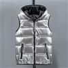 Gilet Puffer Invernale Per Uomo, Cappuccio, Metallic Shine, Giacca A Bolle