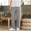 Pantaloni Kung Fu Larghi In Lino Mix Con Vita Elastico Gambe Dritte