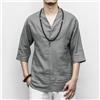 Shirt Uomo Manica 3/4 Kung Fu V Collo T-Shirt Etnico Blusa Top Casual