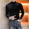Maglietta Manica Lunga In Velluto Uomo Collo Alto Slim Stretch