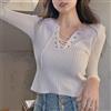 Donna Maglia Top Camicia Pelliccia Finta con Lacci Scollo V Maglione Lungo Tasca