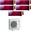 Mitsubishi CONDIZIONATORE MITSUBISHI PENTA SPLIT KIRIGAMINE STYLE ROSSO 9000+9000+9000+9000+12000 BTU WIFI INVERTER MXZ-5F102VF3 A++