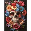 BOWETILE 5D DIY Diamond Painting Art Kits Teschio, Kit di Pittura Diamante Fiori per Adulti, Quadri Ricamati con Strass di Teschio Fiorito per Principianti, Decorazione Murale per la Casa 30x40 cm
