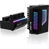 EZDIY-FAB Shield Adattatore Angolare a 24pin con Luce ARGB a Specchio Infinity,Connettore di Alimentazione ATX a 24pin, Sincronizzazione ARGB a 3pin da 5V-180 Gradi-Nero-1 Pack