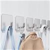 Aikzik Gancio per asciugamani senza fori, 4 ganci adesivi da parete, in acciaio inox, gancio appendiabiti ideale per bagno, toilette, cucina, ufficio, argento