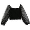 Koton Blouse Puff Sleeve Tulle Detail Crew Neck Cotton, Camicetta,