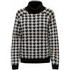 ONLY Onlberta LS Jq Rollneck Knt Maglione Lavorato a Maglia, Black/Pattern: Pumice Stone/Cloud Dancer, S Donna