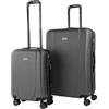 ITACA - Set valigie - Set Valigie Rigide Offerte. Valigia Grande Rigida, Valigia Media Rigida e Bagaglio a Mano. Set di Valigie con Lucchetto Combinazione TSA, Antracite
