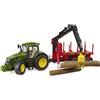 Bruder John Deere 7R con rimorchio forestale e 4 tronchi - Giocolandia