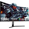 Monitor Gaming 32 Pollici Curvo, PC Monitors Ultrawide WQHD(2560 X 1440), 180Hz,
