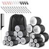 Apprise Deals Set di bigodini per capelli, 50 pezzi, rulli in velcro per capelli, in nylon ecologico, 4 misure per vari riccioli, perfetti per styling e volume, 60 45 36 25 mm/24 rulli in velcro e 24 clip per ricci