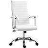 Vinsetto Sedia da Ufficio Ergonomica in Finta Pelle, Seduta Girevole e Dondolo, 54x62x104-114 cm, Bianco | Aosom Italy