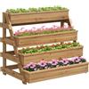 Outsunny Fioriera Rialzata a 4 Livelli con Fori di Drenaggio e Tessuto non Tessuto, in Legno di Abete, 75x57x60.5 cm