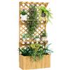 Outsunny Fioriera con Traliccio per Rampicanti, Fori di Drenaggio e 2 Mensole, in Legno di Abete, 76x33x177 cm