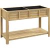 Outsunny Fioriera Rialzata in Legno con Ripiano Inferiore, Divisorio, Fori di Drenaggio, 115x46x75 cm, Color Legno | Aosom Italy