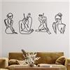 Photect 4 Decorazioni da Parete di Disegno a Linee Singola Moderna Femminile Arte da Muro di Donna Astratta Minimalista Nera Sculture Murali a Linee in Metallo da Appendere per Camera da Letto Casa