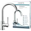 Schütte 79119 Cornwall Bec Haut, mitigeur monocommande à économie d'énergie, pivotant à 360 Cuisine, Robinet d'évier, Chrome Basse Pression