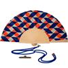 WD LifeStyle Ventaglio in Legno e Tessuto Decoro Geometrico Rosso Blu
