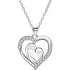 J.MUEN Collana Mamma e Figlia Argento 925 Collana Madre Cuore Ciondolo -Natale,Festa della Mamma,Regali originali di gioielli per la mamma