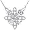 HUKKUN Collana con nodo di strega in argento Sterling con croce celtica, amuleto nodo strega, regalo per donne