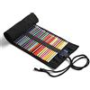 tooloflife Astuccio arrotolabile in tela nera da 12 a 72 scomparti, portapenne in stoffa per matite colorate, penne e pennelli, idea regalo per studenti/adulti