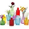 Coloch Set di 10 vasi colorati in vetro, piccoli vasi da fiori assortiti vintage intagliati vasi floreali singoli in massa per centrotavola, feste, decorazioni per matrimoni, ufficio, casa