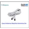 Extrastar Prolunga Cavo Coasiale Filo Antenna Tv Maschio Femmina Digitale Terrestre 3mt