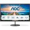 AOC Monitor 31.5" 2K Ultra HD LED Nero con HDMI e 4 ms di Tempo di Risposta