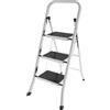 SVELT Scala Sgabello in alluminio con guarda-corpo, per utilizzo domestico, Ampi gradini in acciaio verniciato Modello Furbo AL 3 gradini