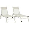 Outsunny Chaise Longue Lettino Prendisole in Alluminio e Poliestere, Set 2 Pezzi Beige da Giardino con 5 Livelli di Reclinazione, 55x195x30 cm|Aosom
