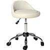 HOMCOM Sgabello da Lavoro Girevole con Ruote, Altezza Regolabile, Sedile Rotante, 50cm x 50 cm x 83 cm, Bianco | Aosom Italy