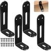 Generic 4 Pz Staffe Angolari per Legno, 140x60mm Supporti Angolo Staffa per Mensola, Fissaggio Angolare in Metallo con Regolabile Scanalature Lunghe, Staffe per Mensole, Staffe Angolari L per Mobili Tavolo