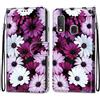 Mo-Somnus Cover per Samsung Galaxy A20E, Custodia in PU Pelle Magnetica Libro Flip Caso Antiurto Portafoglio [Supporto Stand] con Porta Carte e Cinturino da Polso Wallet Case (Fiore 2)