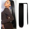 DKDDSSS Extension a coda di cavallo, lunga 61 cm, capelli sintetici, extension per capelli da donna, nero