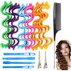 TMZELOA 35 Pezzi Bigodini per Styling Capelli, Styler a Mossi Magici Senza Calore a 30 cm, Bigodini per Boccoli Heatless Hair Curler Styler a Spirale Senza Calore Bigodini Heatless Ricci Colori Misti
