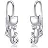 KQF Orecchini a forma di gatto da donna, in argento Sterling e gattino, per donne e, Argento sterling, Zircone