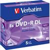 Verbatim Confezione DVD+R Verbatim 8,5GB 5pcs [43541]