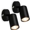 BRILONER - Set di 2 applique da parete per interni, attacco GU10, max. 9 W, applique camera da letto, interno, lampada parete, camera da letto, 8 x 15,5 cm, nero