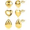 KISSPAT Set Orecchini Donna Oro 925,3 Paia di Orecchini in Argento Sterling 925, per Donne e Ragazze, Rotondi,aA Forma di Cuore,Goccia,Piccoli Orecchini per Dormire,Idee Regalo Donna