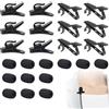 Doukesh Metallo Clip Microfono,Clip per Microfono Lavalier,Copertura Microfono In Spugna,Lavalier Clip per Microfono,Clip di Filo Mic Kit,Clip Microfono Lavalier in Metallo,24 Pezzi