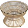 Outsunny Tavolino da giardino rotondo, tavolino d'appoggio in resina effetto rattan e piano in vetro temperato Ø60 x 37H cm