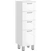 kleankin Mobiletto Bagno in Truciolato con 4 Cassetti e Base Rialzata, 30x30x93 cm, Bianco|Aosom