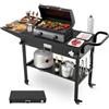 VEVOR Carrello per Griglia da Esterno Tavolo da Griglia da 787 x 432 mm Pieghevole per Esterni con Porta Fazzoletti, Ganci, Ruote, Tavolino Laterale, Tavoli per la Preparazione del Barbecue
