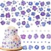 Celblisora 96 pezzi 8 tipi di fiori blu naturalmente essiccati e pressati, commestibili per decorazioni di torte - Mix di Viola tricolore per cocktail, artigianato fai-da-te