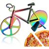 La Llareta Tagliapizza Bicicletta, Tagliapizza Per Bicicletta In Acciaio Inossidabile, Doppio Ruota Tagliapizza, Con Supporto, Facile Da Tagliare, per Feste Ecc, Interessante Regalo Di Natale (Titanio)