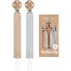 TYRY.HU Catenella Portaciuccio Tessuto Morbido Catenella Ciuccio Fatto a Mano Succhietto Porta Clip di Legno Cotone Bambini Ragazzi Massaggiagengive Clip Baby Regalo,2 Pezzi