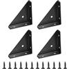 PATIKIL Staffe Angolari 2,6 x 2,6 Pollici, 4pz Staffa a Triangolo Acciaio Laminato a Freddo Staffe Angolari Supporto Giunti a Angolo Retto con Viti per Scrivania Letto Bordo, Nero
