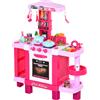 HOMCOM Cucina Giocattolo per Bambini con 38 Accessori Inclusi, 78x29x87cm, Rosa